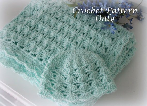 Shells and Chains Baby Blanket and Hat Crochet Patterns Easy