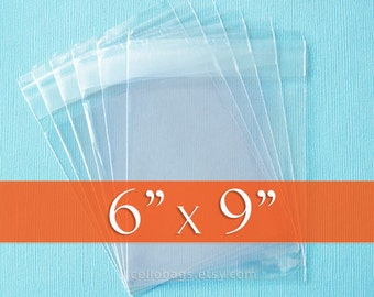 100 6 x 9 Inch Clear Resealable Cello Bags, Plastic Packaging, Acid Free