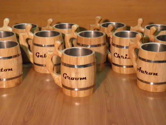 Custom Travel Tumblers | DiscountMugs 9 Personalized Wooden Beer mug 08 l 27oz natural wood