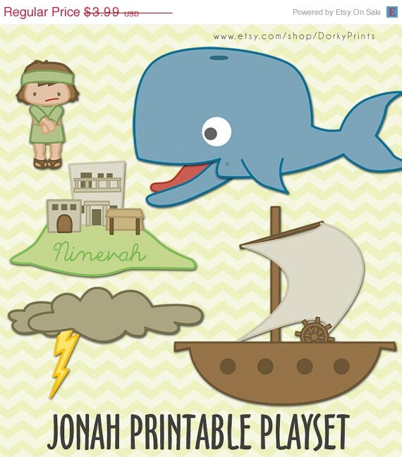 Jonah and the Whale Printable PDF bible by DorkyPrints on Etsy
