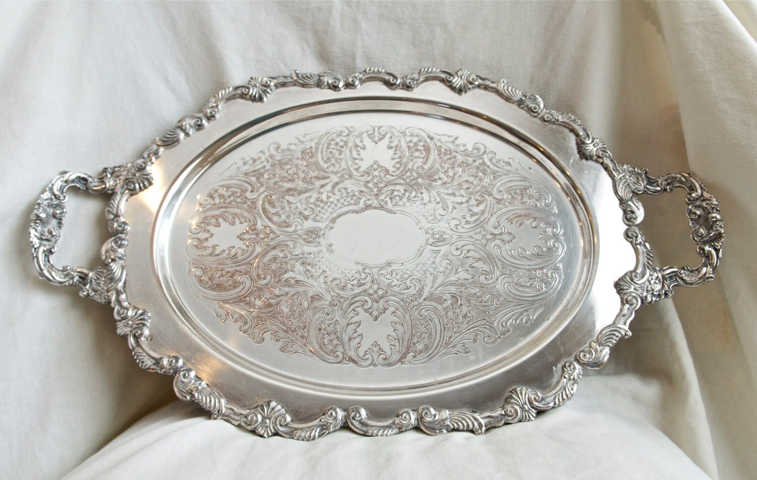 Vintage Sheridan silver on copper waiter's