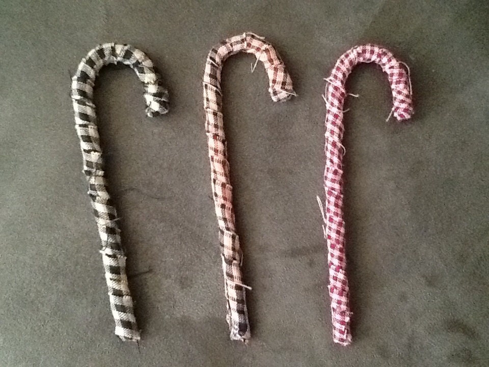 Set of 3 homespun candy canes