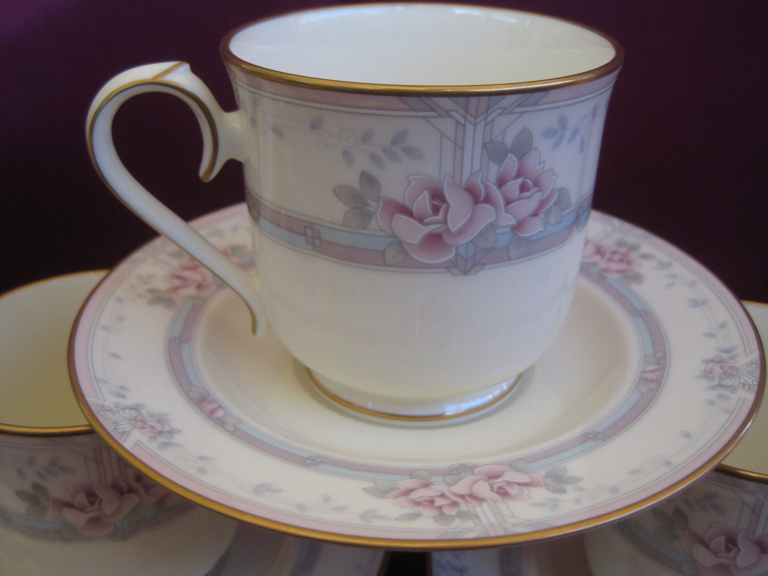 Noritake Bone China Teacup Saucer Sets Magnificence Like New With Heavy ...