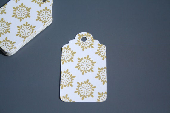 25 Gold  White Color Patterned Hang Tags | Gift Tags | Price Tags ...