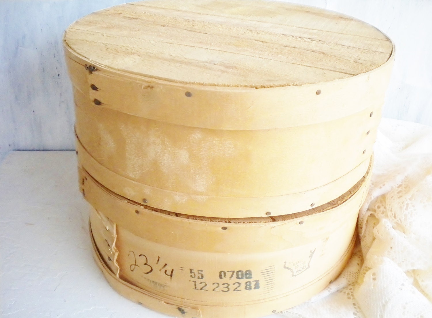 Vintage Wooden Box Primitive Cheese Box For by MyVingtique