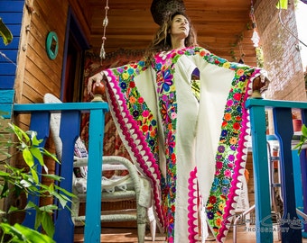 The Most Astonishingly Beautiful Hand Embroidered Kimono/Tunic Style Mexican Dress