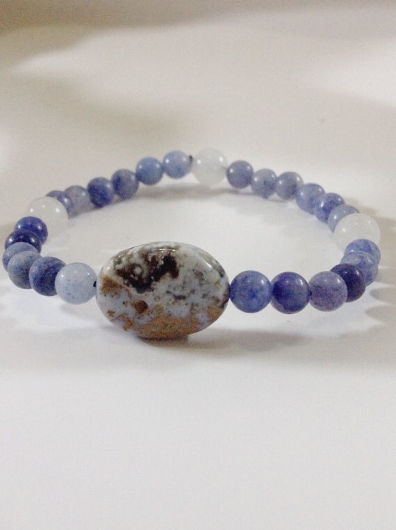 Sodalite Moonstone and Jasper 27 bead Wrist by LunarHaloJewelry