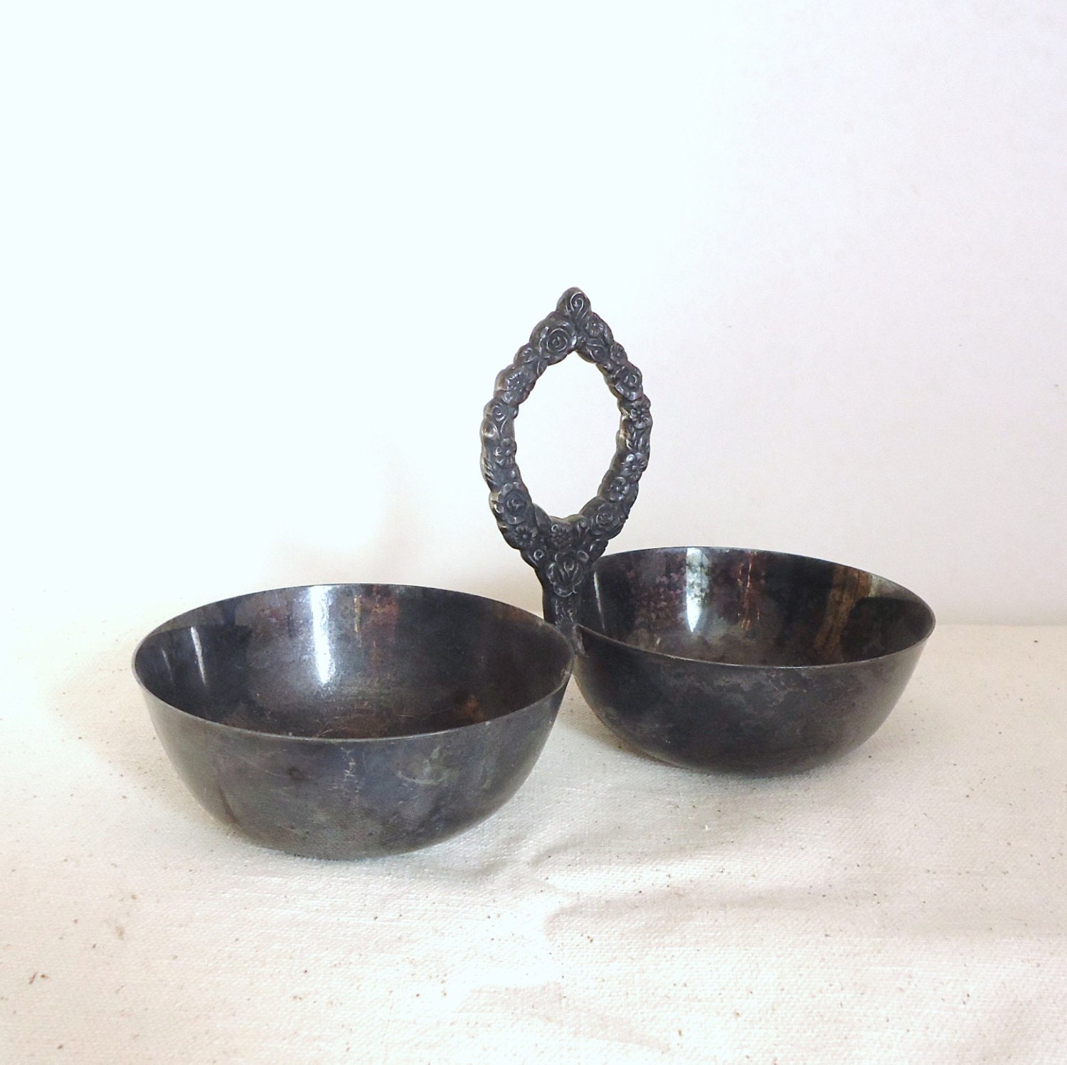 Vintage Silver candy dish, Silver plate server, recycle reclaim art