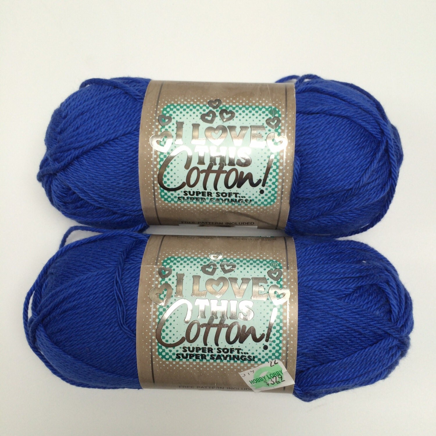 ROYALTY Blue "I Love This Cotton" Yarn by Hobby Lobby 2 skeins from
