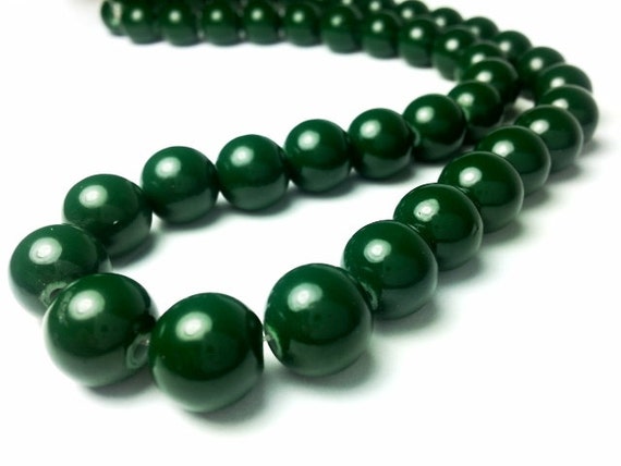 20 Green Beads 10mm Beads Glass Beads Round by AingealismBeads