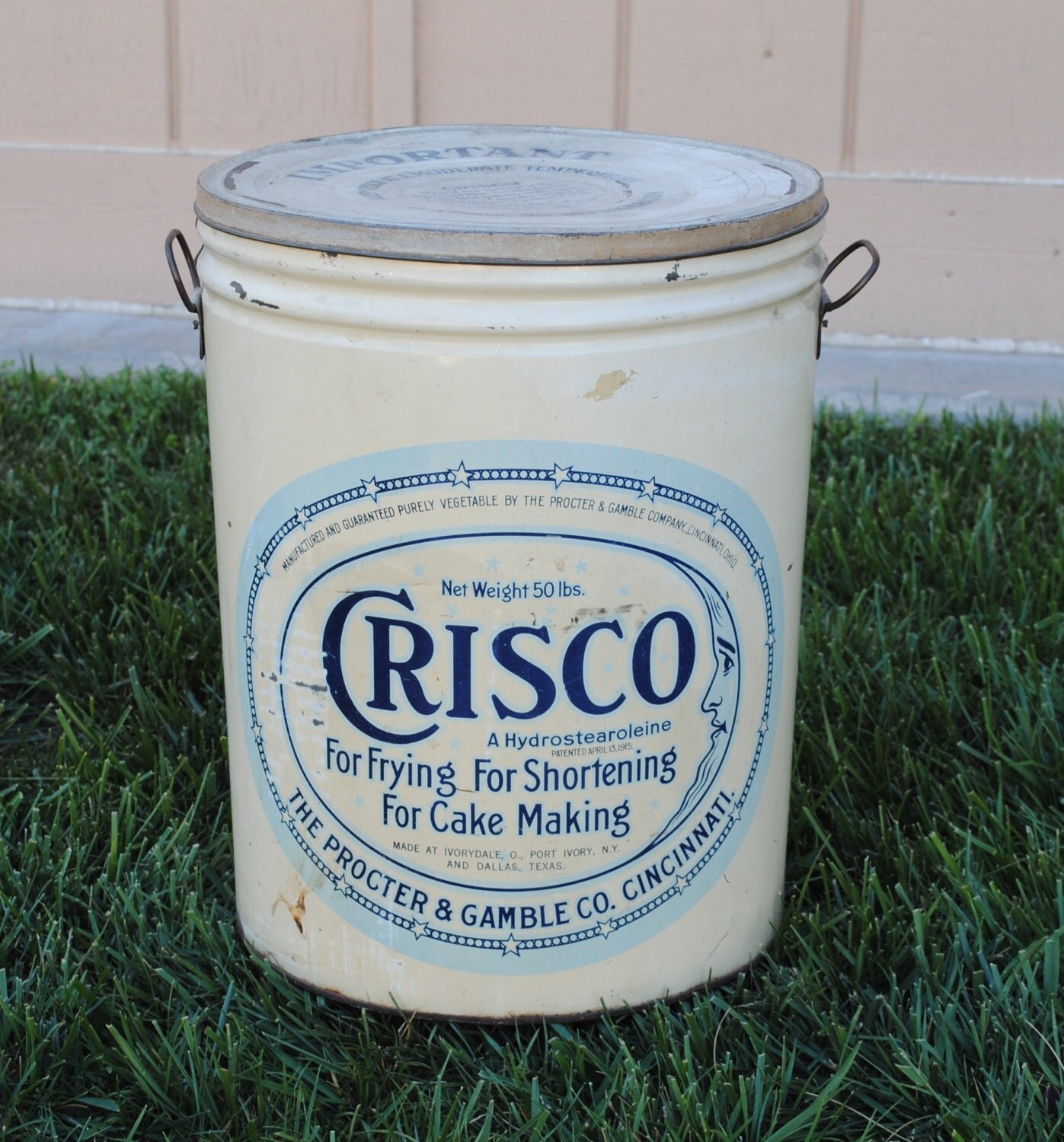 50 lb. Crisco can rare vintage container by CherryHillHandmade