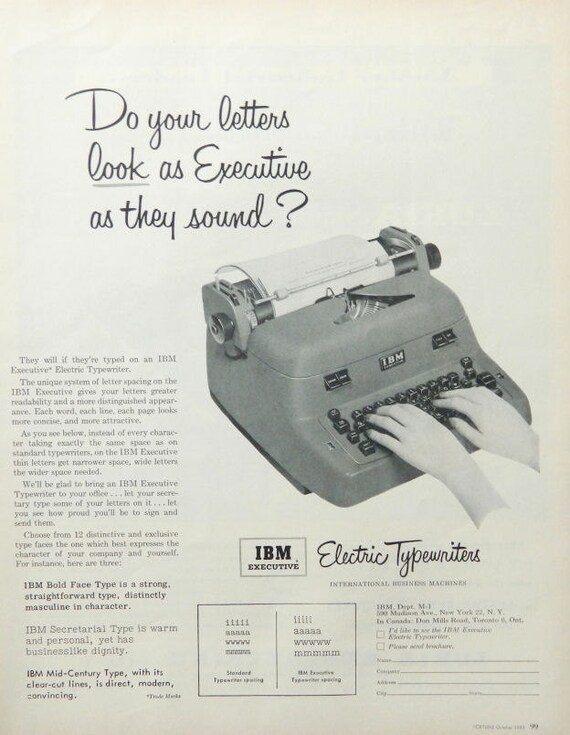 IBM Typewriter Ad vintage IBM Electric by DustyDiggerLise on Etsy