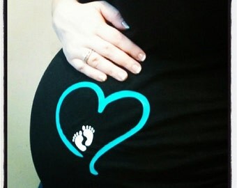 Maternity Iron on, DIY Maternity Shirt, Baby Footprint Heart Iron On