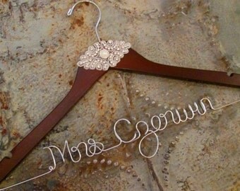 SALE FREE Shoe Decals - Rhinestone accented Wedding Dress Hanger, Gatsby theme, Vintage, Wedding, Bride Hanger, High Quality, Wedding Gift