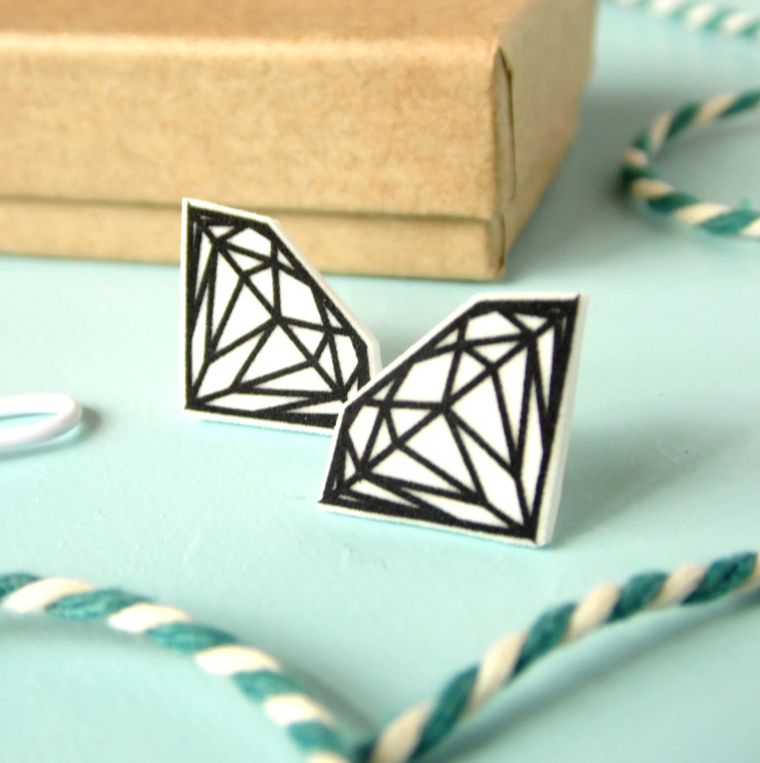 Diamond Geometric Plastic Earrings Minimalist by TheRaspberryFinch