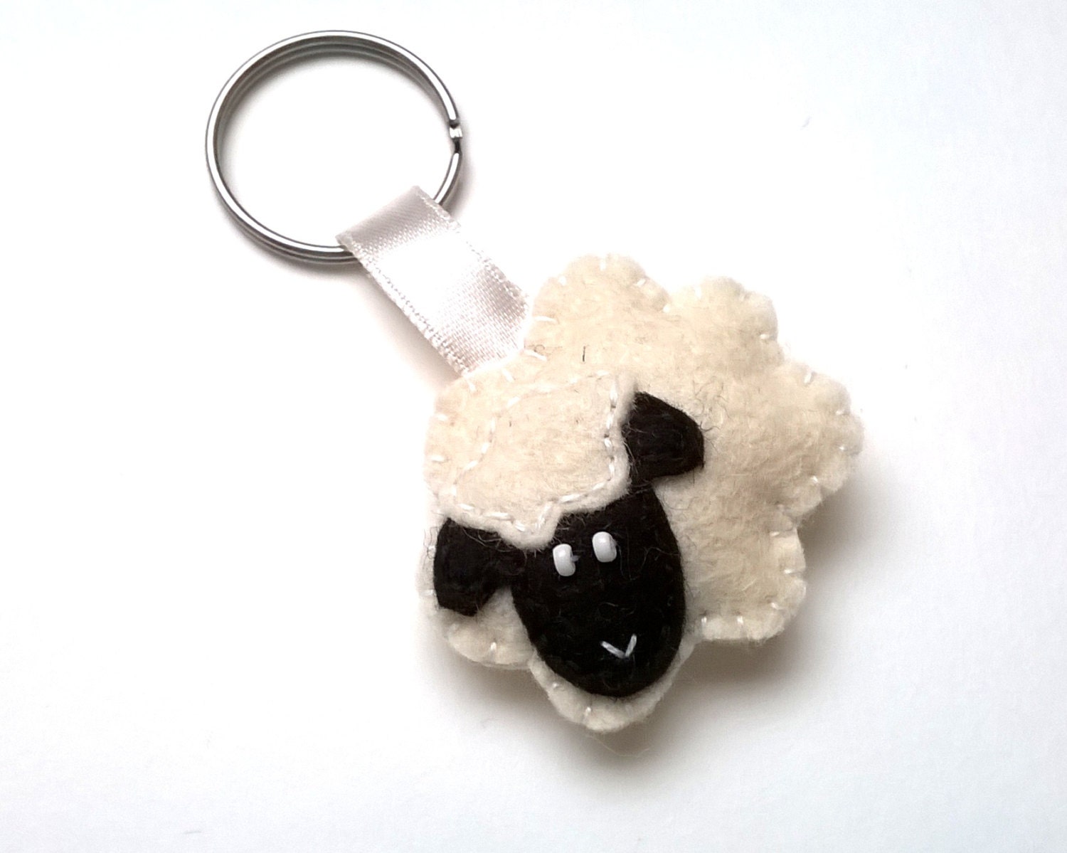 Felt sheep keychain white sheep lamb felt accessories