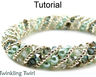 Beading Tutorial Pattern Bracelet Necklace - Russian Spiral Stitch - Simple Bead Patterns - Twinkling Twirl #476
