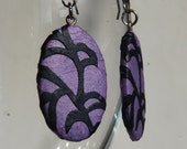 Purple Paper Earrings Dangle Mauve Earrings  Leaf Design Hypoallergenic hooks Lightweight Ear rings