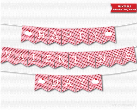 Printable Happy Valentines Day Banner Instant Download DIY