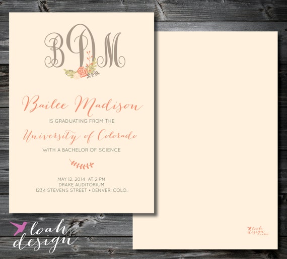 Monogram Graduation Invitations 4