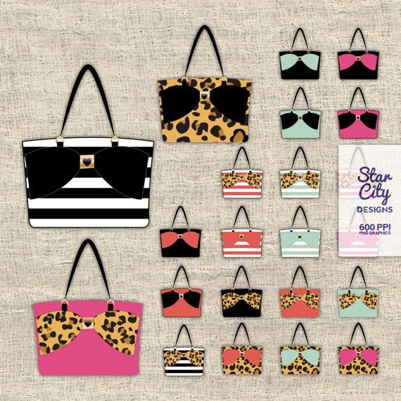 Tote Bag clipart Handbag clipart purse clipart by StarCityDesigns