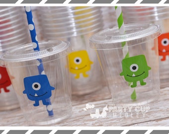 Little Monster Birthday Party, Set of 8 or 12 You Choose Party Cups, Favor Cups or Reusable Souvenir Cup