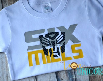 Transformers Birthday Shirt with age and name - Number can be changed - Colors Can be Changed