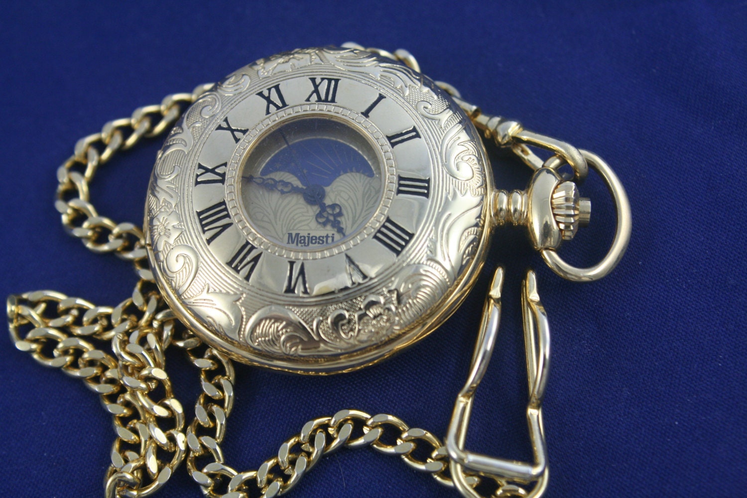 Sun Moon & Stars Gold Majesti Pocket Watch Clever Cut Out