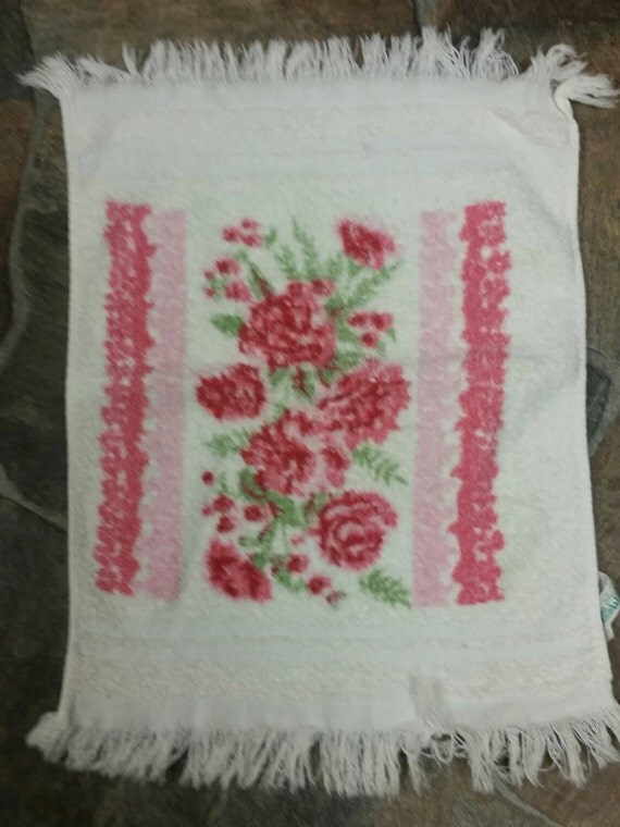Pink Rose Hand Towel by TheRetroRemedy on Etsy