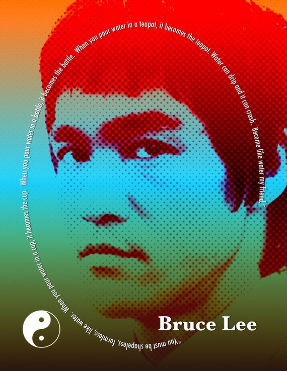 Bruce Lee Be Water Inspirational Quote Poster by SeattletownStore