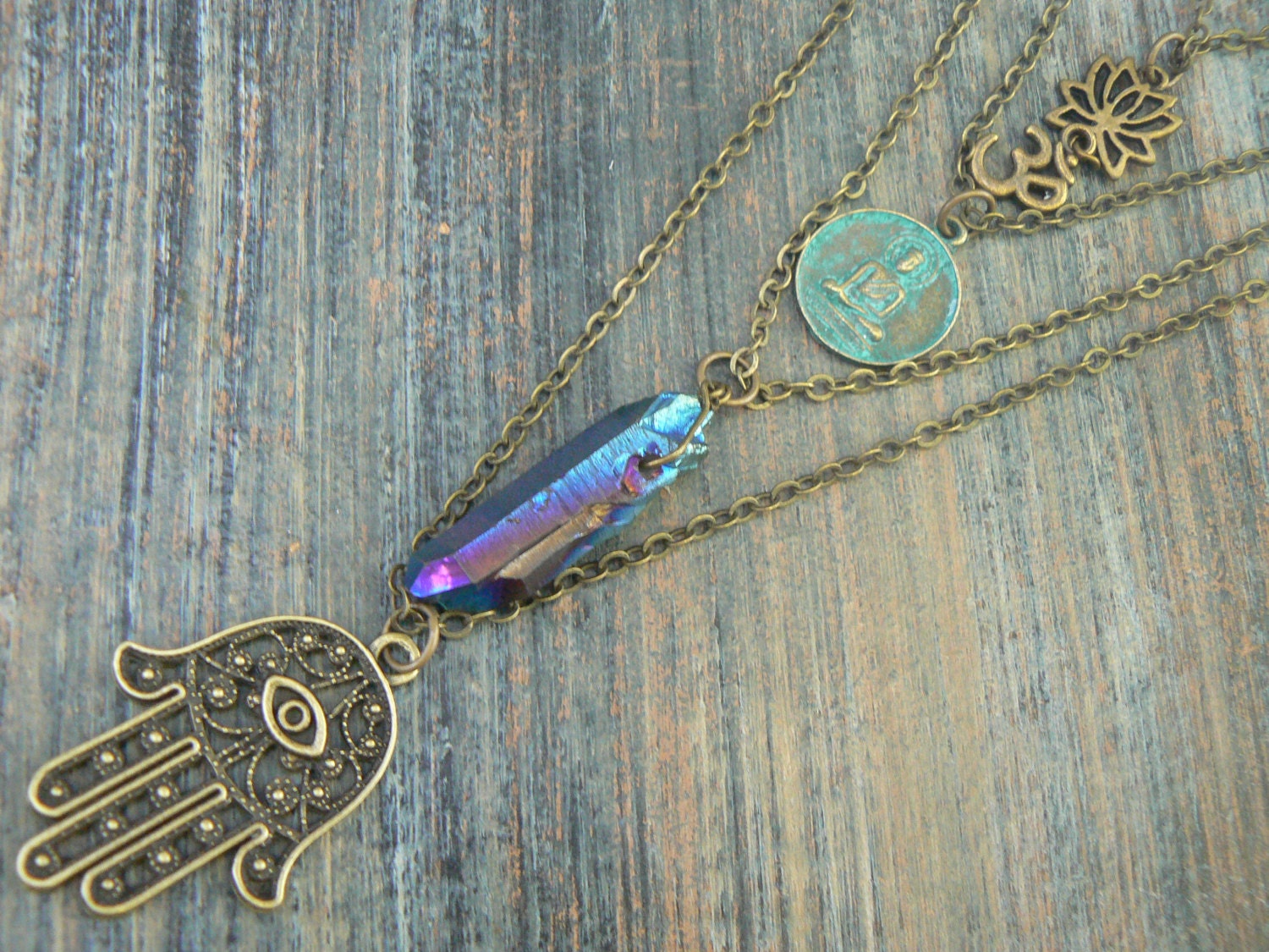 spiritual zen necklace boho chic necklace 4 in 1 layered
