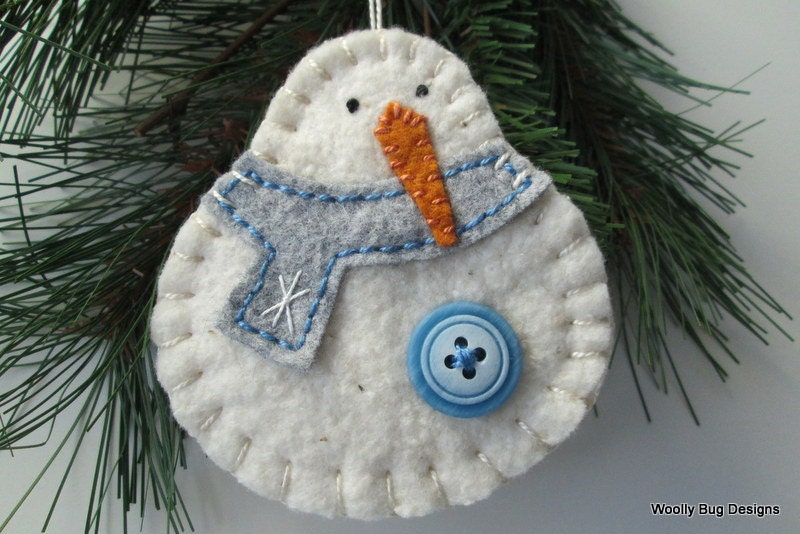 Cotton Batting Snowman Soft Gray Wool Felt by WoollyBugDesigns