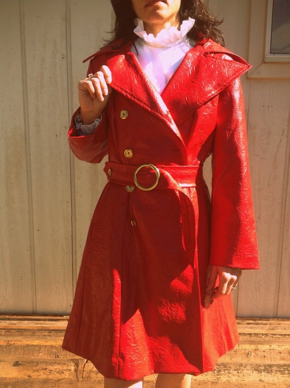 long red pleather jacket