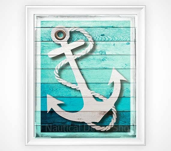 Nautical Decor Rustic Anchor Print Rustic by NauticalDecorShop