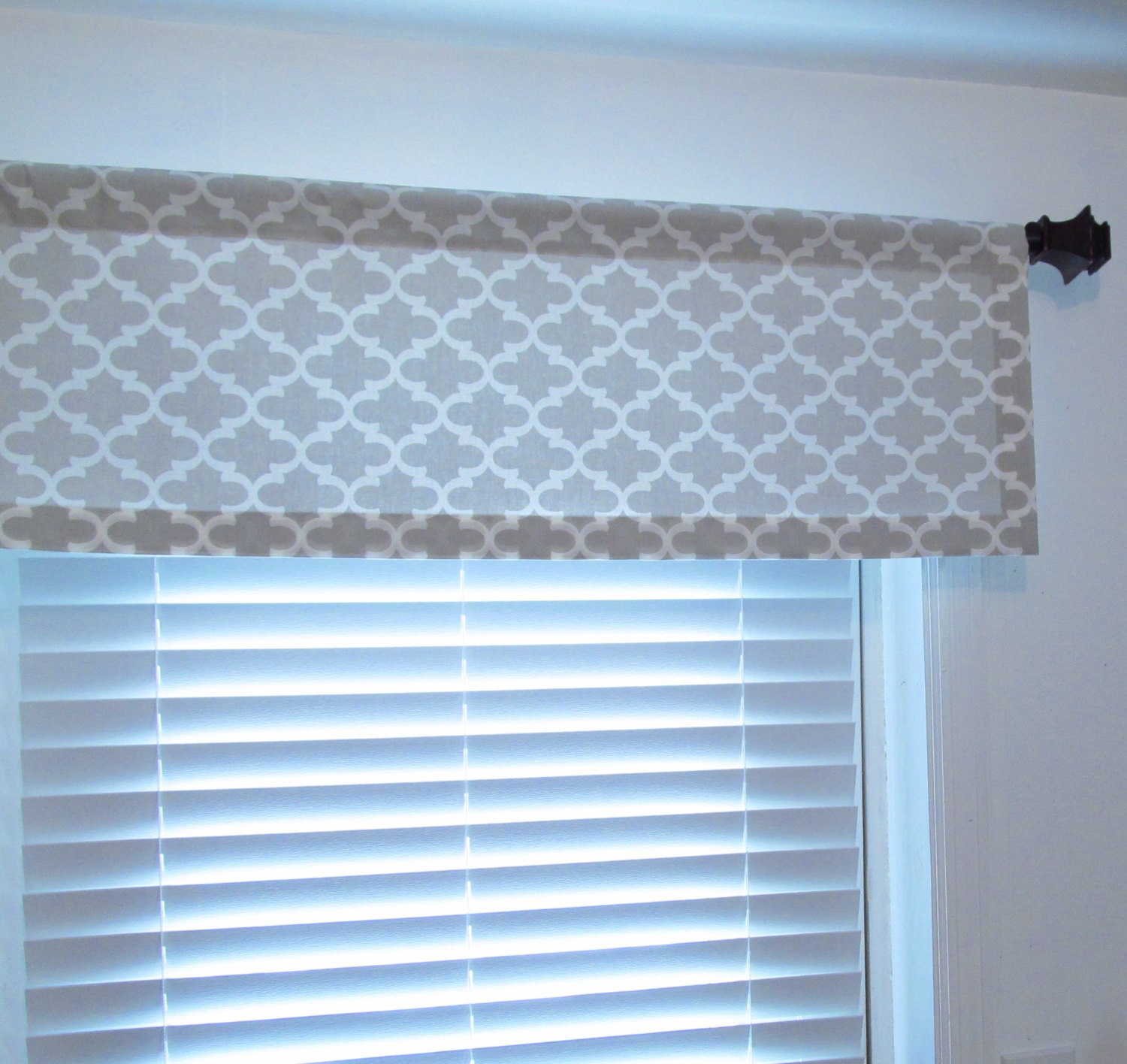 Straight Gathered Quatrefoil Valance French Gray Fulton/