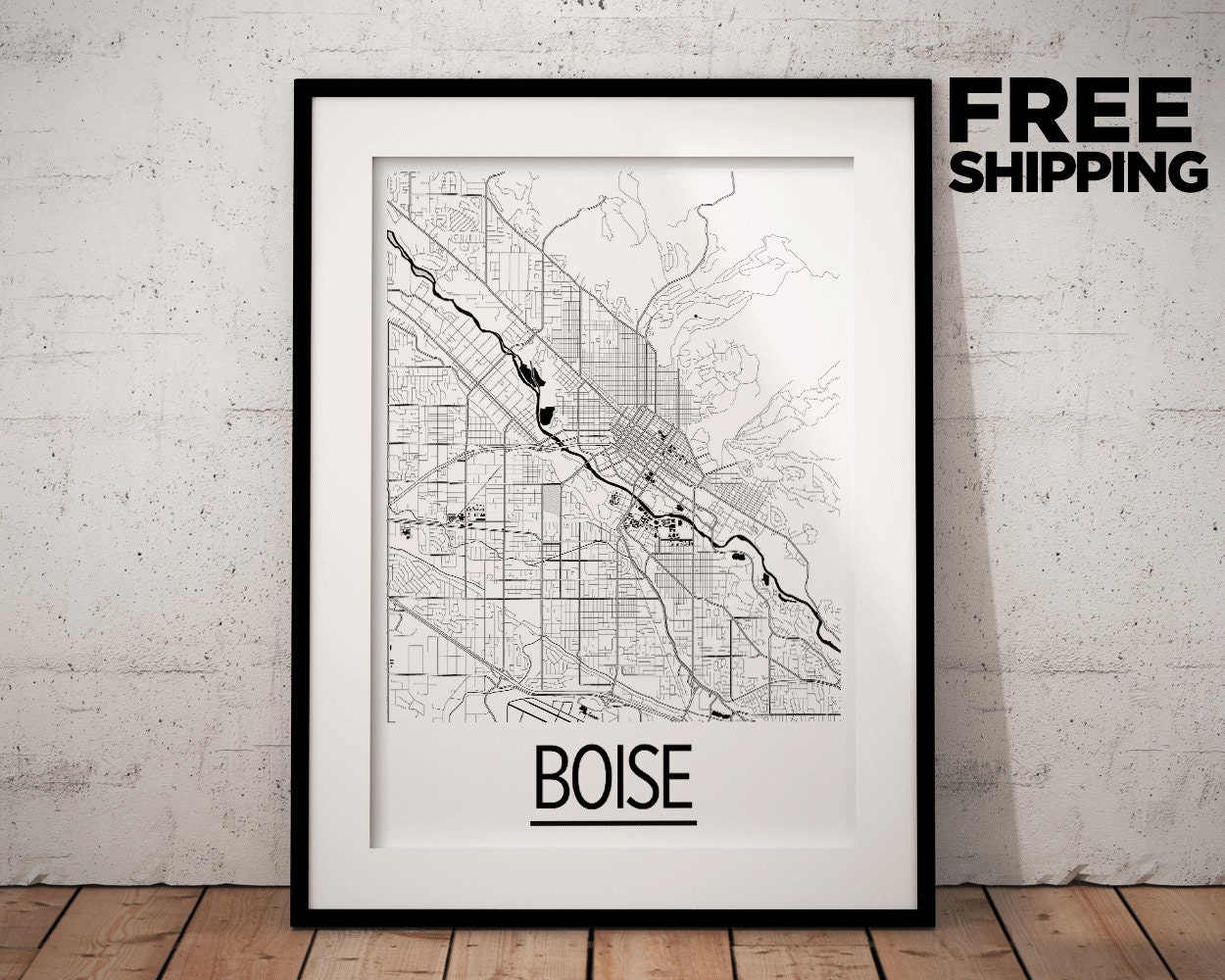 Boise Map Poster usa Map Print Art Deco Series by iLikeMaps