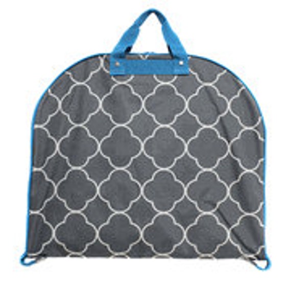Monogrammed Garment Bag Gray Quatrefoil 3 Colors