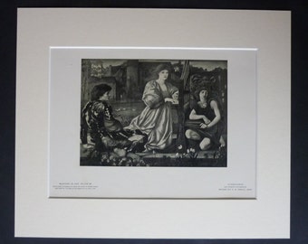 1901 Antique Edward Burne-Jones Print, Pre-Raphaelite Gift, Love Song Decor, Available Framed, Romantic Art, Le Chant D'Amour Wall Art
