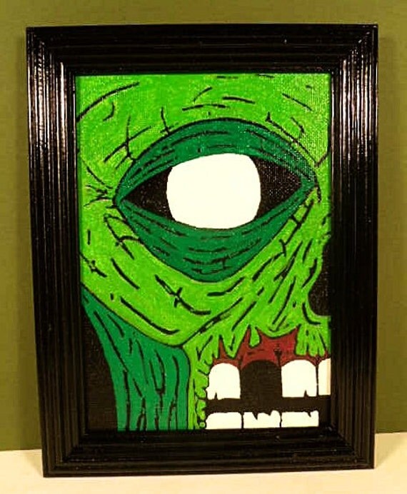 Original OOAK Acrylic Zombie Painting on 5X7 Canvas by DeceasedArt