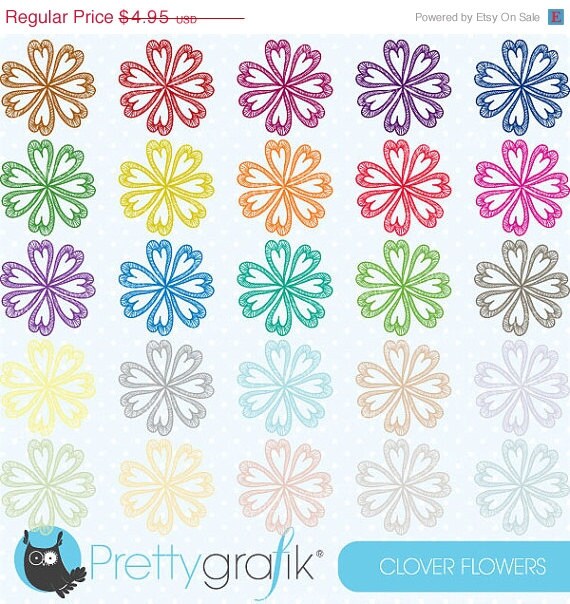 80% OFF SALE 25 flower heart clipart commercial use, vector graphics, digital clip art, digital images - CL502 Il_570xn