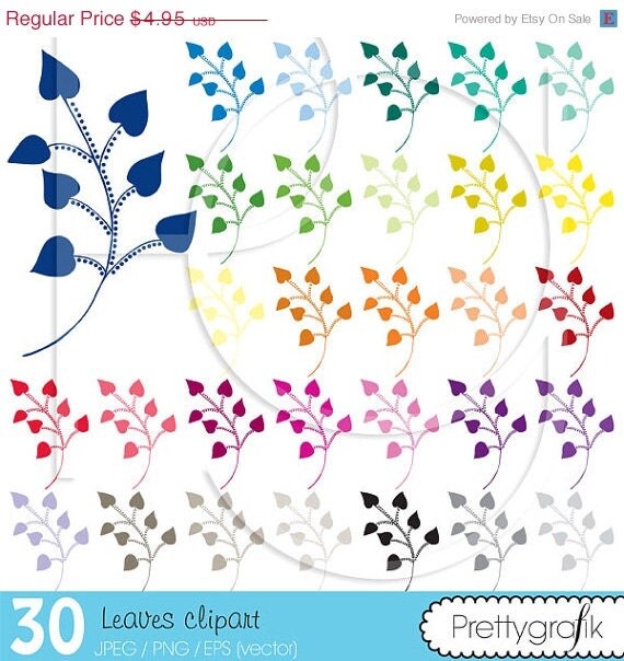 80% OFF SALE 30 flower leaves clipart commercial use, vector graphics, digital clip art, digital images - CL468 Il_570xn