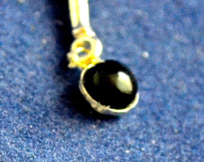 Onyx Dangle Earrings, 5mm Round, Natural, Set in Sterling Silver E664