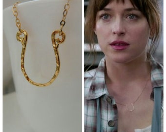Horseshoe necklace, Inspired by Anastasia Steele in Fifty Shades of Grey, 50 shades of grey jewelry, Lucky charm