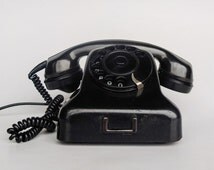 Téléphone Vintage Bakélite Noir à Cadran Iskra - Yougoslavie, Années 60