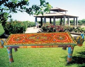 Vintage Unique Horse Table-Hand Carved Coffee Table Furniture/ Beautiful Floral Design Coffee Table