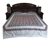 Indian Bedspreads Cotton Bed Cover Hand Block Print -3 ps set