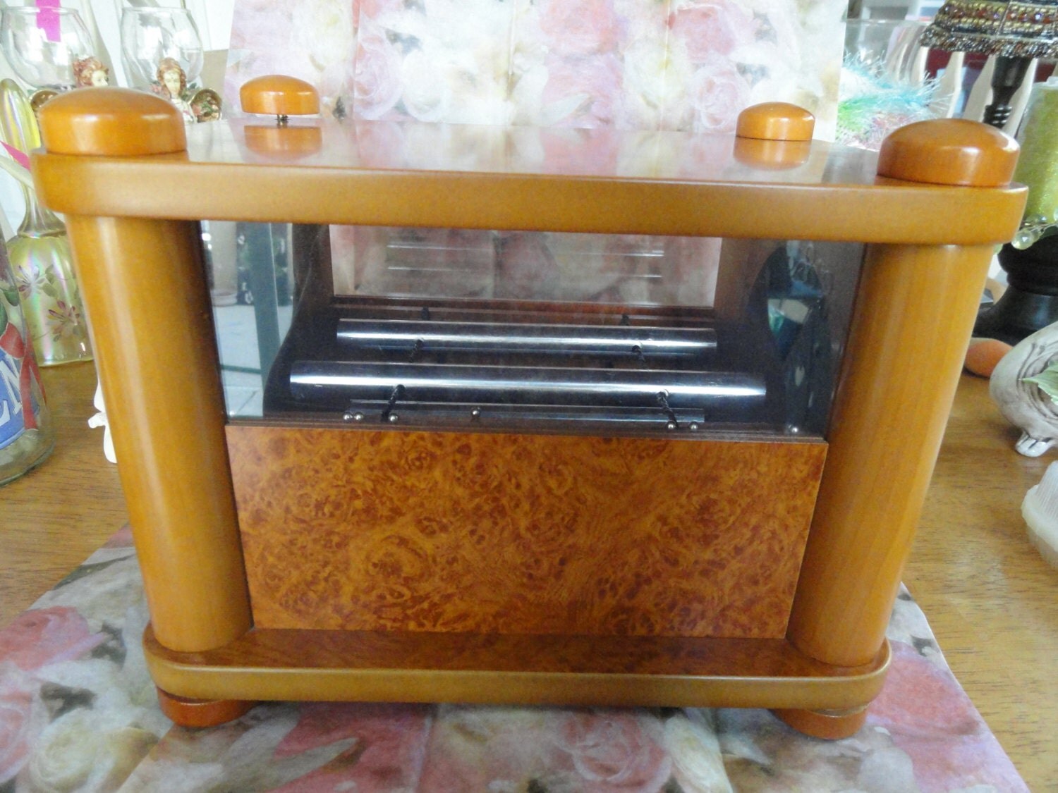 Burlwood Rain Fall Chime Box Vintage Zen Feng Shui