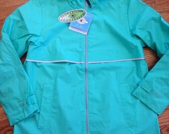 Womens size Large Monogrammed Mint Colored Rain Jacket