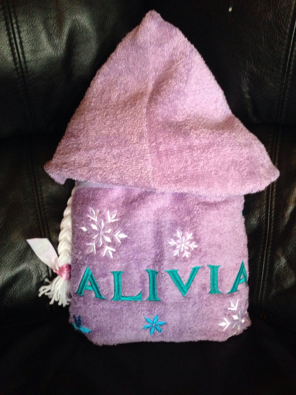 Personalized Elsa Inspired Hooded Towel/ Frozen Towel/ Disney