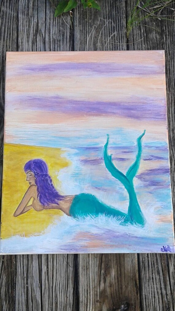 Mermaid mystical sunset seascape beach by SurfandSunBoutique